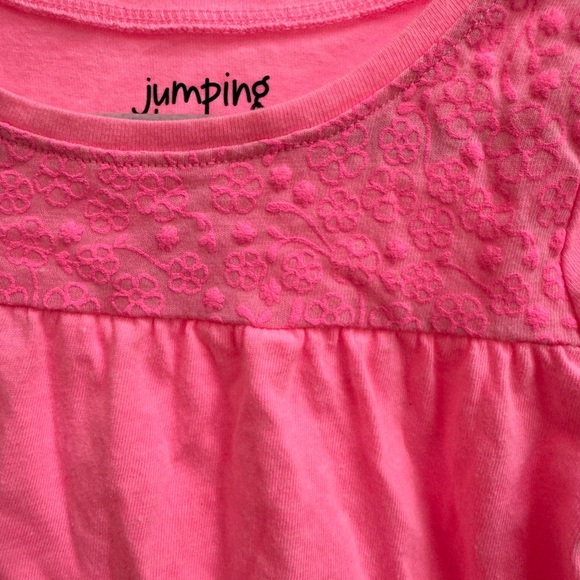 Jumping Beans 12M Girls Hot Pink Floral Pattern Short Sleeve Blouse Top - Picture 2 of 7